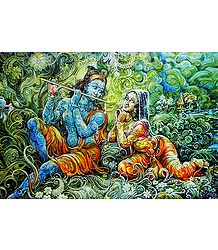 Radha Mesmerised by the Sound of Krishna's Flute