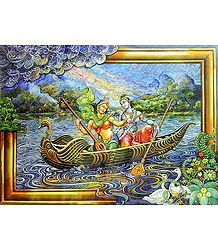 Radha Krishna Enjoying Boat Ride
