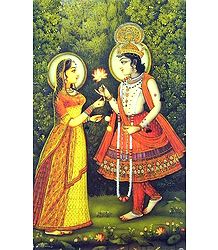 Krishna Offering Flower to Radha