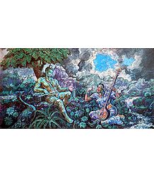 Radha Krishna Enjoying Music