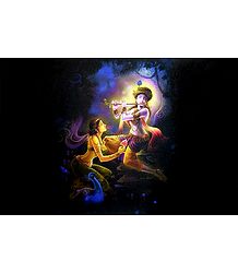 Radha Mesmerised by the Sound of Krishna's Flute