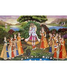 Radha Krishna with Gopinis