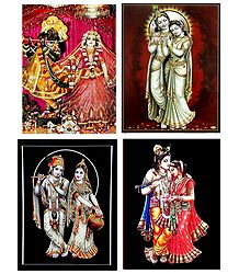 Set of 4 Radha Krishna Posters