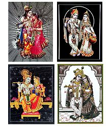 Set of 4 Radha Krishna Posters