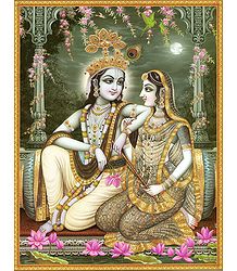 Radha Krishna's Moonlit Rendezvous
