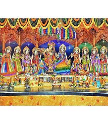 Radha Krishna with Eight Gopinis