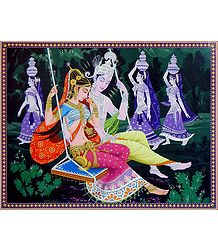 Radha Krishna on a Swing