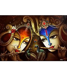 Radha Krishna Playing Flute