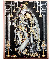 Radha Krishna - Poster with Glitter