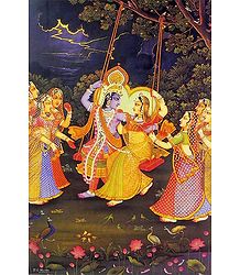 Radha Krishna on a Swing