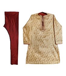Brocade Silk Kurta and Maroon Churidar