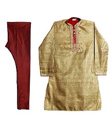 Brocade Silk Kurta and Maroon Churidar