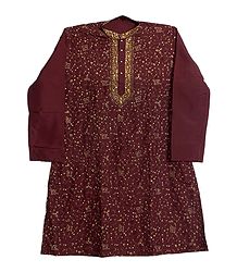 Embroidered Mens Maroon Kurta