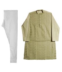 Mens Embroidered Kurta and White Churidar