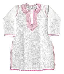 Embroidered White Kurti