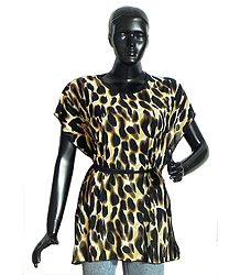 Leopard Skin Print Synthetic Kaftan Top