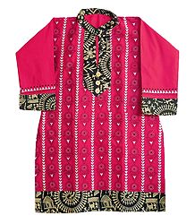 Kantha Stitch on Red Kurta