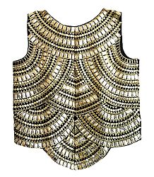 Golden Thread Embroidery on Black Ladies Top