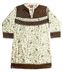 Off White with Rust Hand Painted Kurta