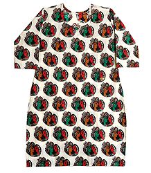 Radha Krishna Print on Off-White Cotton Kurta