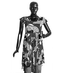 Black and White Print on Synthetic Top