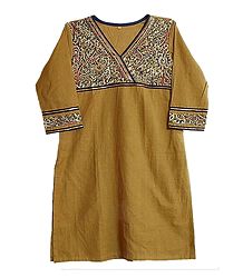 Chrome Yellow Kurta with Printed Black Cloth in Front