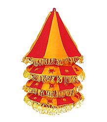 Appliqued and Mirrorwork Foldable Hanging Circular Lamp Shade