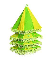 Appliqued and Mirrorwork Foldable Hanging Square Lamp Shade