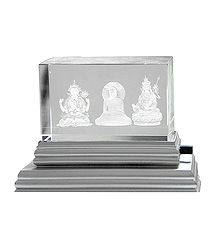 3-D Etched Glass Buddhist Deities with Changing Colors