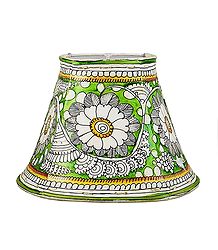 Leather Perforated Wall Hanging Lamp Shade with Colorful Hand Painted Flower Design