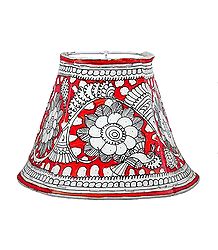 Leather Perforated Wall Hanging Lamp Shade with Colorful Hand Painted Flower Design