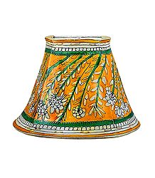 Leather Perforated Wall Hanging Lamp Shade with Colorful Hand Painted Flower Design