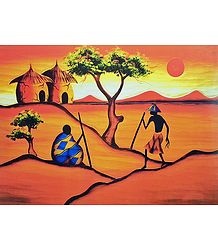 Two Huts, Two Trees and Two Men