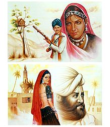 Rajasthani People - Set of 2 Unframed Posters