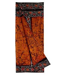 Printed Yellow with Red Batik Cotton Lungi