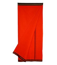 Dark Saffron Plain Cotton Lungi
