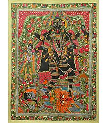 Goddess Kali standing on Lord Shiva