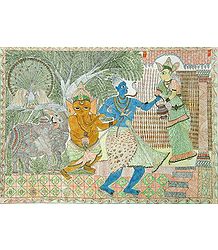 Shiva Family - with Parvati, Ganesha and Nandi the Bull