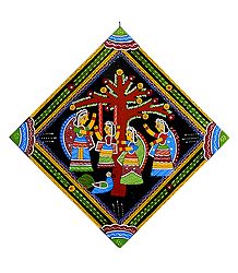 Girls Enjoying Swing in the Garden - Wall Hanging