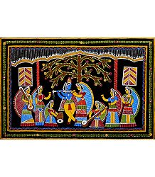 Radha Krishna with Gopinis - Wall Hanging