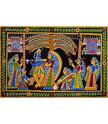 Radha Krishna with Gopinis - Wall Hanging