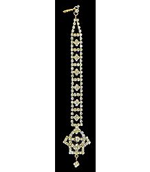 White Stone Studded and Gold Plated Mang Tika
