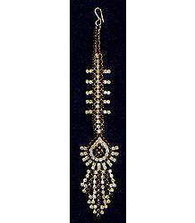 White and Maroon Stone Studded Mang Tika