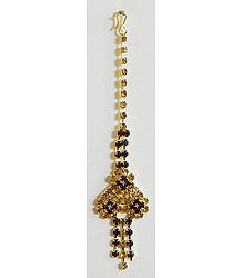 Maroon and Golden Stone Studded Mang Tika