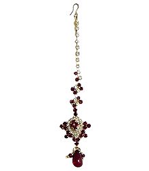 Gold Plated and Stone Studded Mang Tika