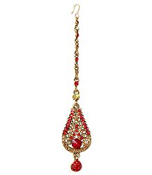 Faux Hessonite and Citrine Studded Mang Tika