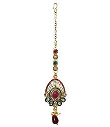 Faux Zirconia and Garnet Studded Mang Tika