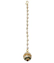 Faux Zirconia and Emerald Studded Rajasthani Mang Tika