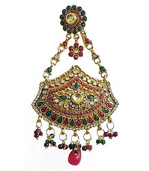 Polki Jhoomar - Worn on the Left Side of the Head or as Mang Tika