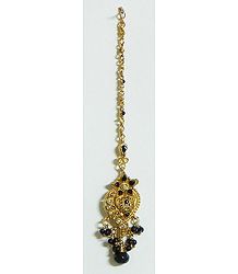 Black Beaded Oxidised Metal Mang Tika